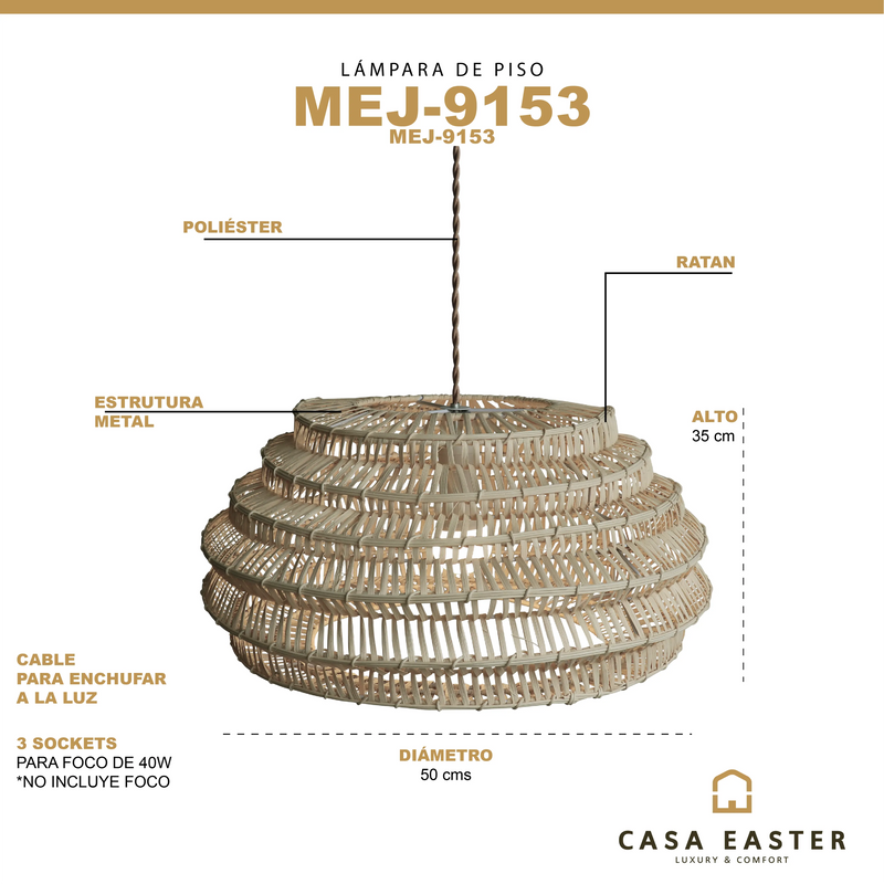 Cargue la imagen en el visor de la galería, Lampara estilo Rattan 50*35 MEJ9153 CasaEaster