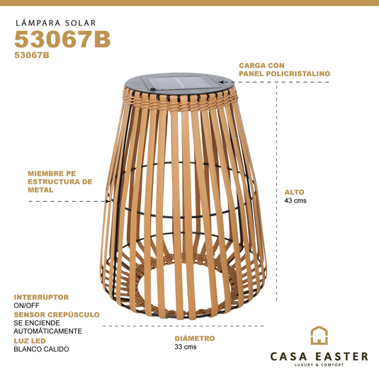 Lampara solar de metal 53067B CasaEaster