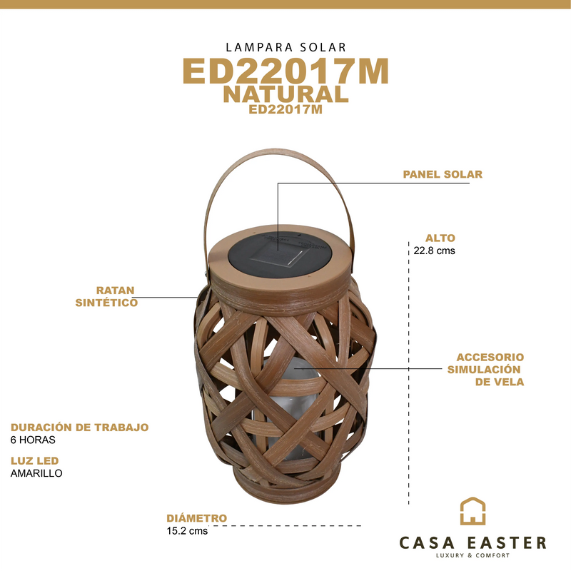 Cargue la imagen en el visor de la galería, Lampara solar de ratan ED22017M CasaEaster