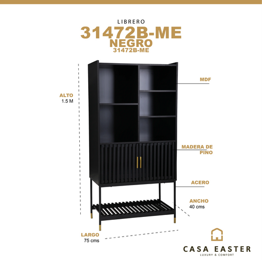 Librero 31472B-ME Color Negro - 31472B-ME CasaEaster