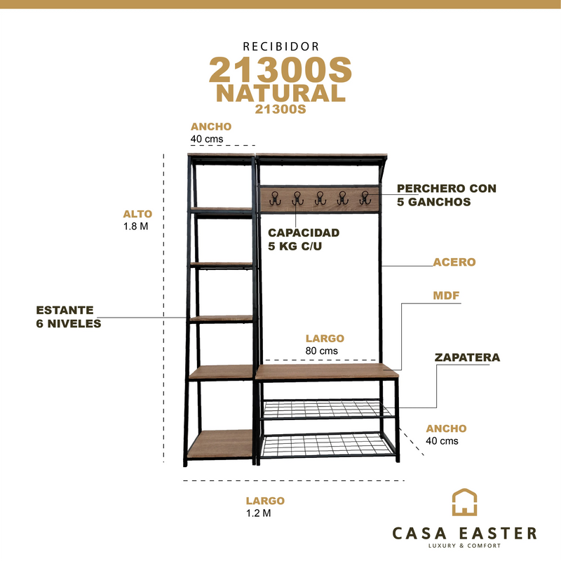 Cargue la imagen en el visor de la galería, Librero con perchero 21300S - 21300S CasaEaster