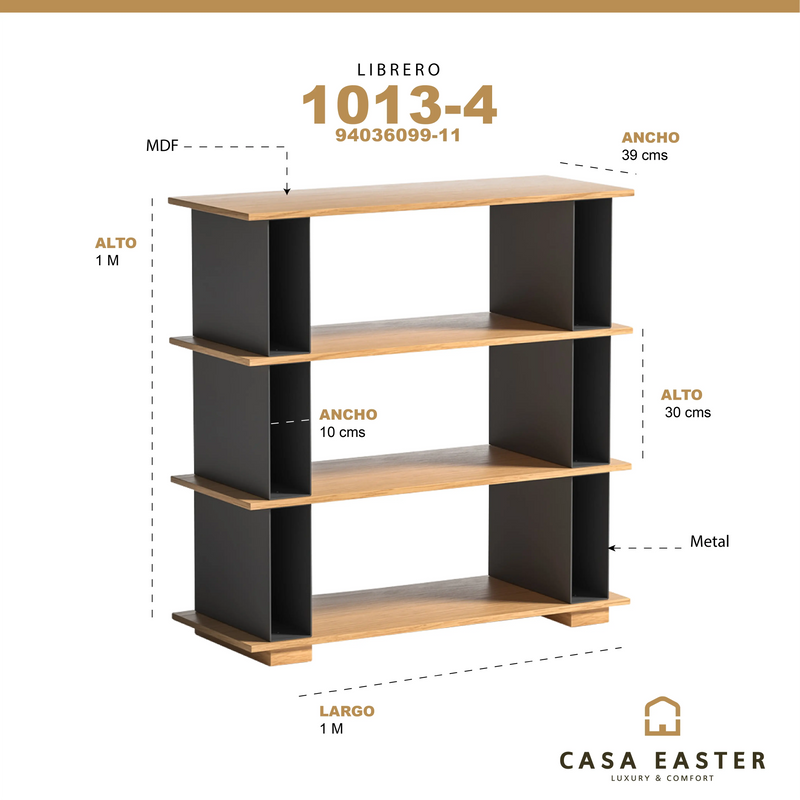 Cargue la imagen en el visor de la galería, Librero para interior Color Negro y Natural-1013-4-94036099-11 CasaEaster
