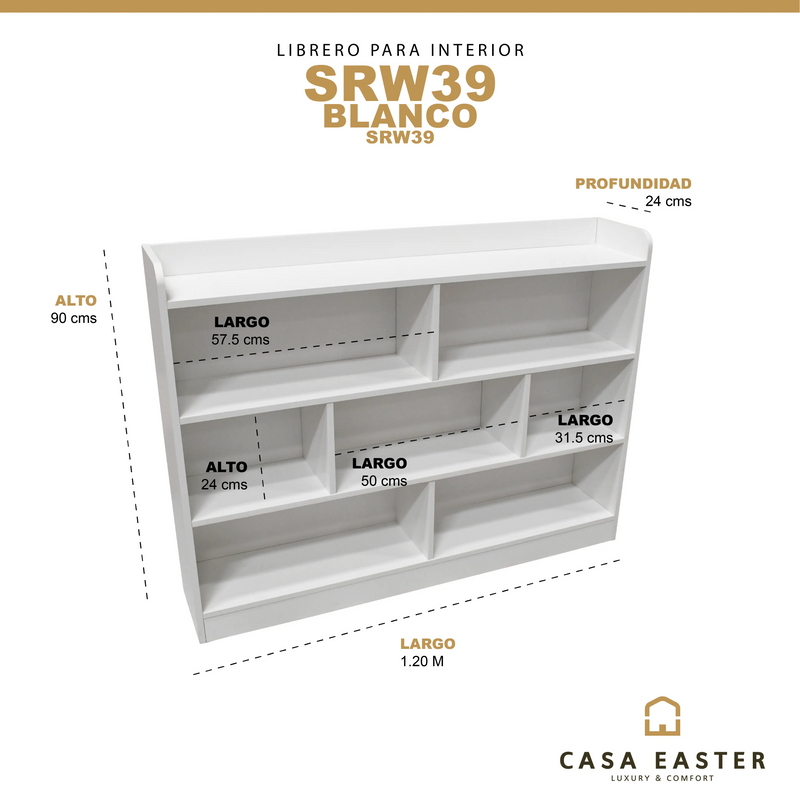 Cargue la imagen en el visor de la galería, Librero para interior de 7 compartimentos color blanco SRW399 CasaEaster