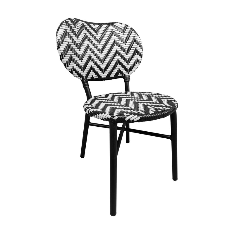Cargue la imagen en el visor de la galería, Silla de Rattan para exterior e interior Color Blanco/Negro MAKRAME - 6760