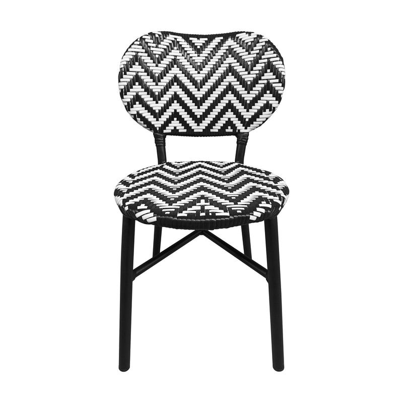 Cargue la imagen en el visor de la galería, Silla de Rattan para exterior e interior Color Blanco/Negro MAKRAME - 6760