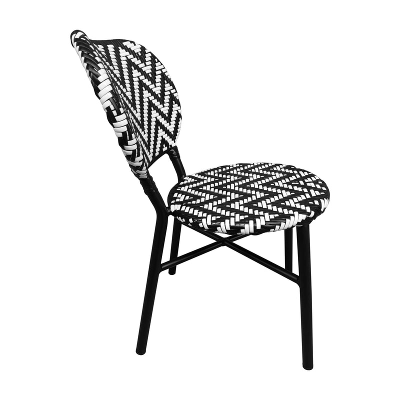 Cargue la imagen en el visor de la galería, Silla de Rattan para exterior e interior Color Blanco/Negro MAKRAME - 6760