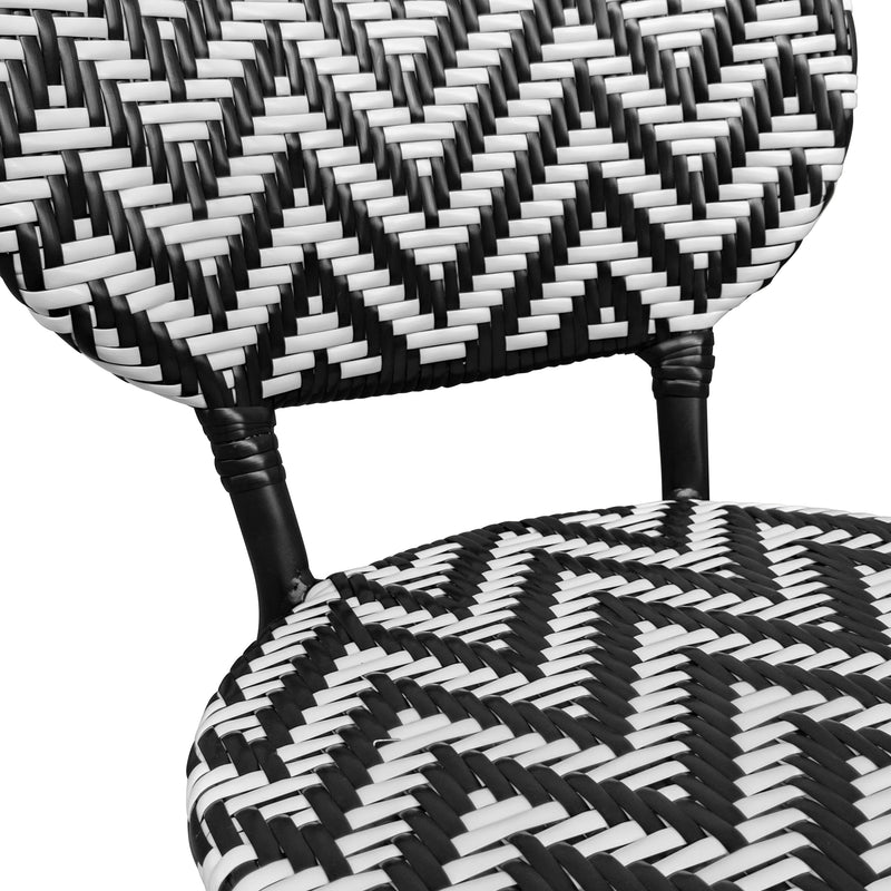 Cargue la imagen en el visor de la galería, Silla de Rattan para exterior e interior Color Blanco/Negro MAKRAME - 6760