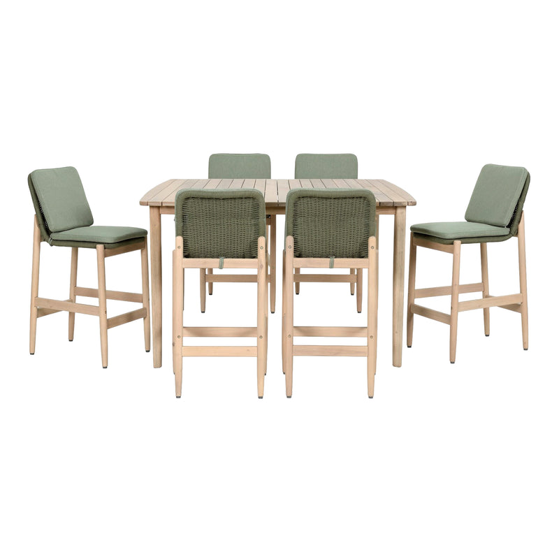Cargue la imagen en el visor de la galería, Comedor alto MASAYA 1.6M + 6 sillas Masaya color verde claro - HUC38679-928-VE