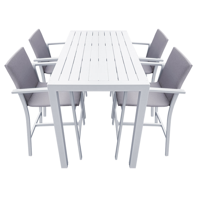 Cargue la imagen en el visor de la galería, Comedor Alto 1.4 M de aluminio Bon Blanca + 4 sillas Sultan Blancas