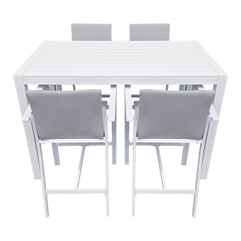 Cargue la imagen en el visor de la galería, Comedor Alto 1.4 M de aluminio Bon Blanca + 4 sillas Sultan Blancas