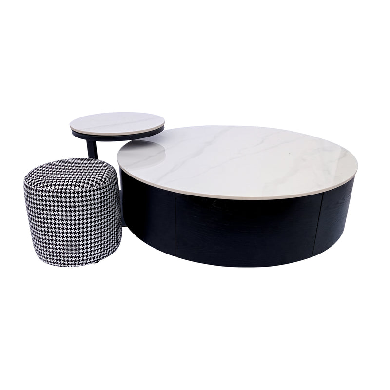 Cargue la imagen en el visor de la galería, Mesa de Centro de Interior Kai doble color Negor con Gris 2 PIEZAS D-90cms, D.40cms - WB3290