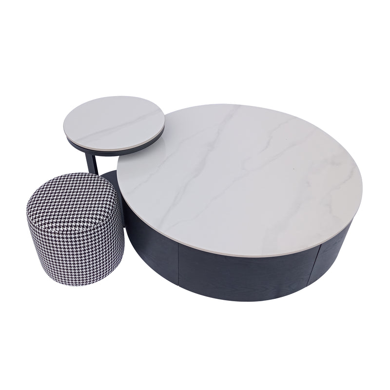 Cargue la imagen en el visor de la galería, Mesa de Centro de Interior Kai doble color Negor con Gris 2 PIEZAS D-90cms, D.40cms - WB3290