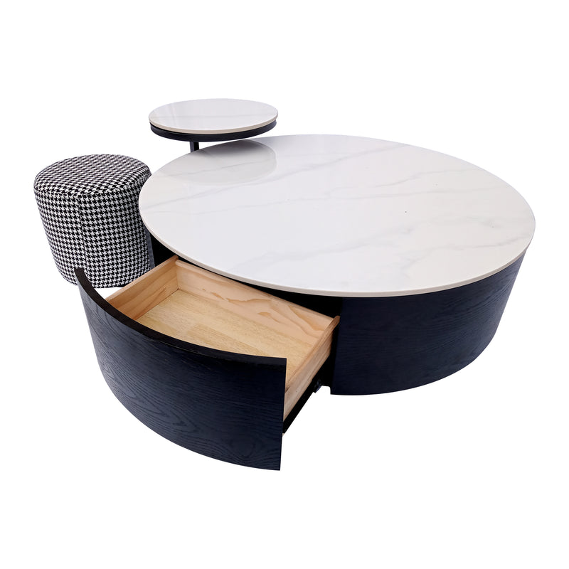 Cargue la imagen en el visor de la galería, Mesa de Centro de Interior Kai doble color Negor con Gris 2 PIEZAS D-90cms, D.40cms - WB3290