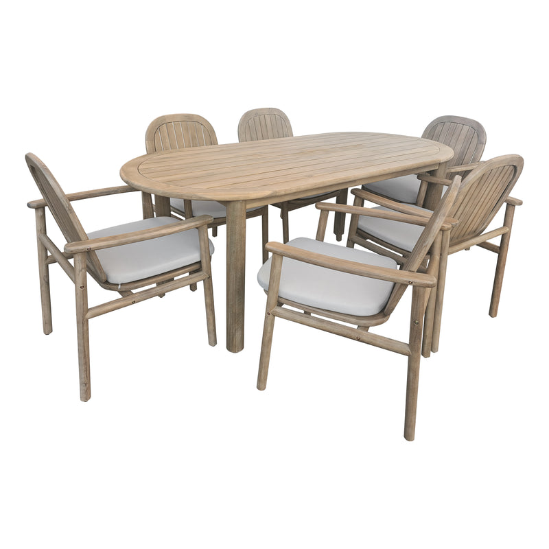 Cargue la imagen en el visor de la galería, Comedor Pill 1.99 M+ 6 sillas Pill color Natural - HUC29068-COM