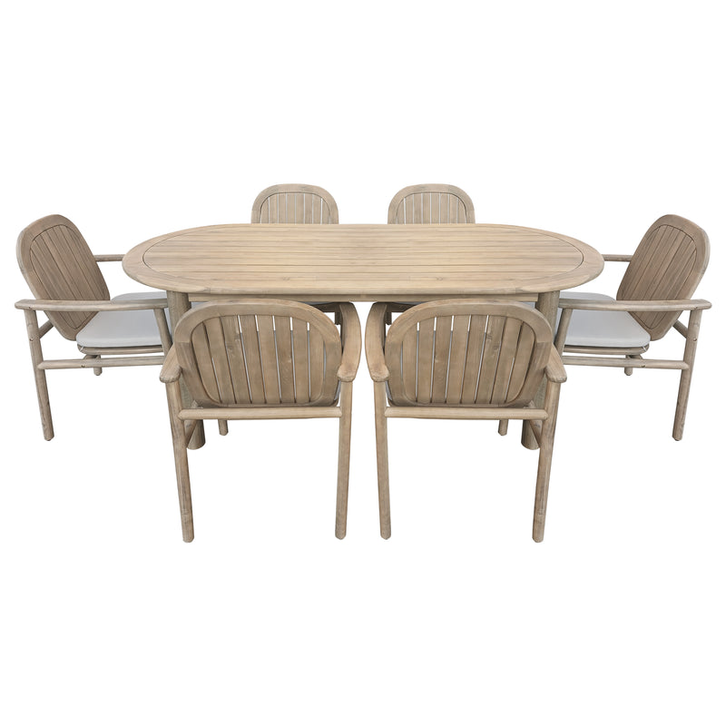 Cargue la imagen en el visor de la galería, Comedor Pill 1.99 M+ 6 sillas Pill color Natural - HUC29068-COM