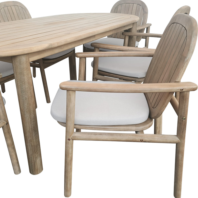 Cargue la imagen en el visor de la galería, Comedor Pill 1.99 M+ 6 sillas Pill color Natural - HUC29068-COM