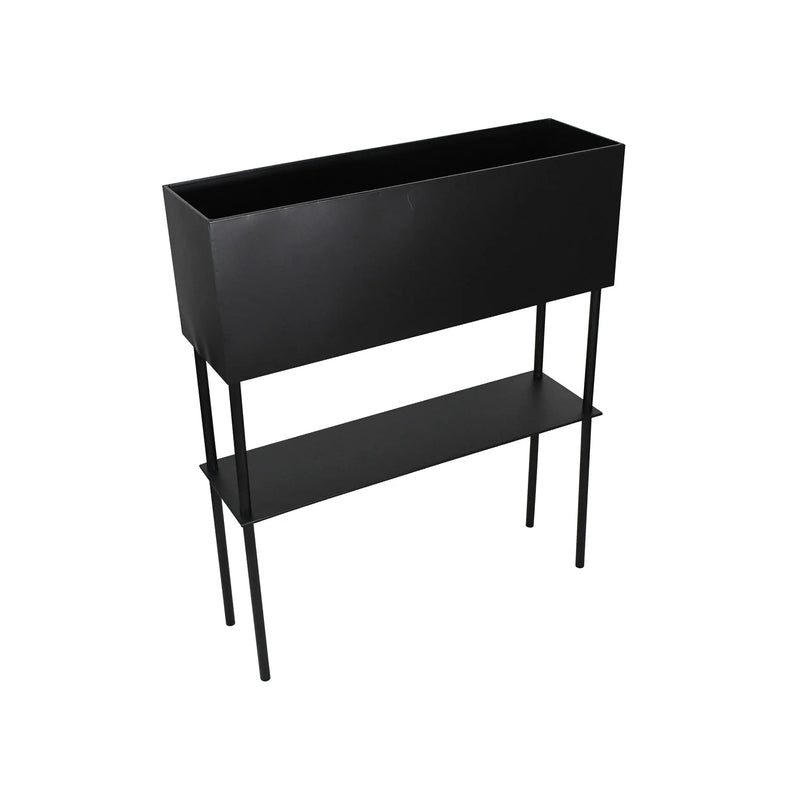 Cargue la imagen en el visor de la galería, Macetero alto aluminio rectangular 2 niveles negro 89822B CasaEaster