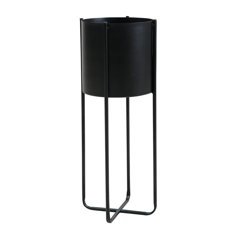 Cargue la imagen en el visor de la galería, Macetero aluminio alto redondo- Negro A10105A CasaEaster