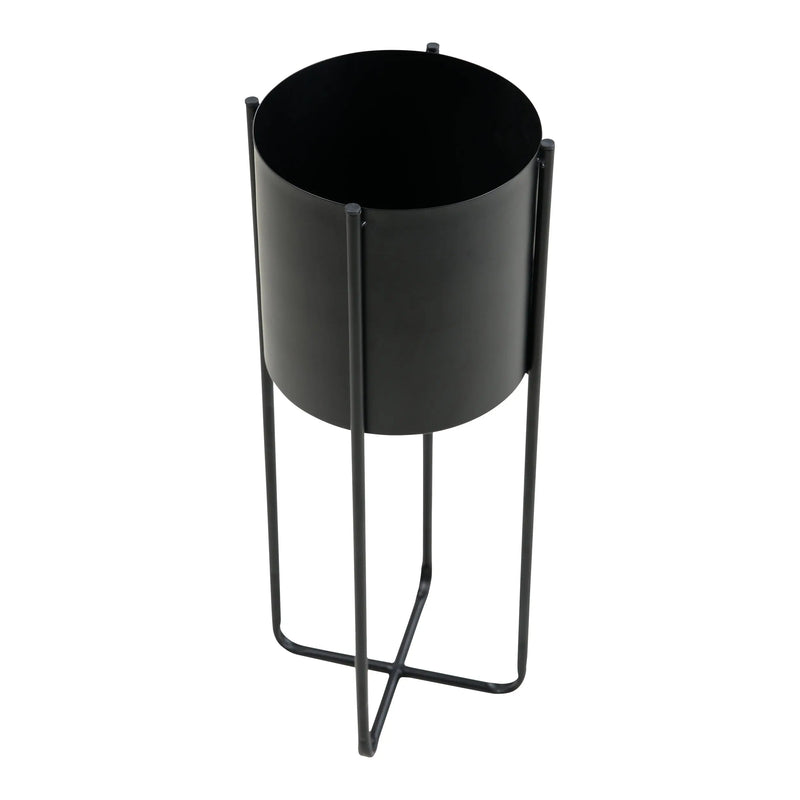 Cargue la imagen en el visor de la galería, Macetero aluminio alto redondo- Negro A10105A CasaEaster