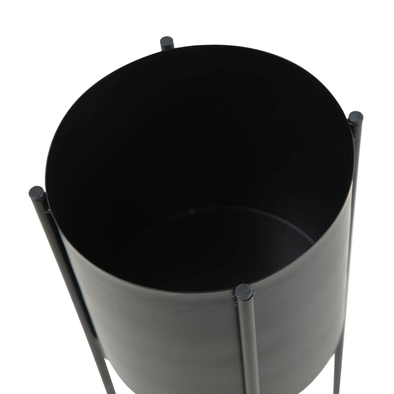 Cargue la imagen en el visor de la galería, Macetero aluminio alto redondo- Negro A10105A CasaEaster