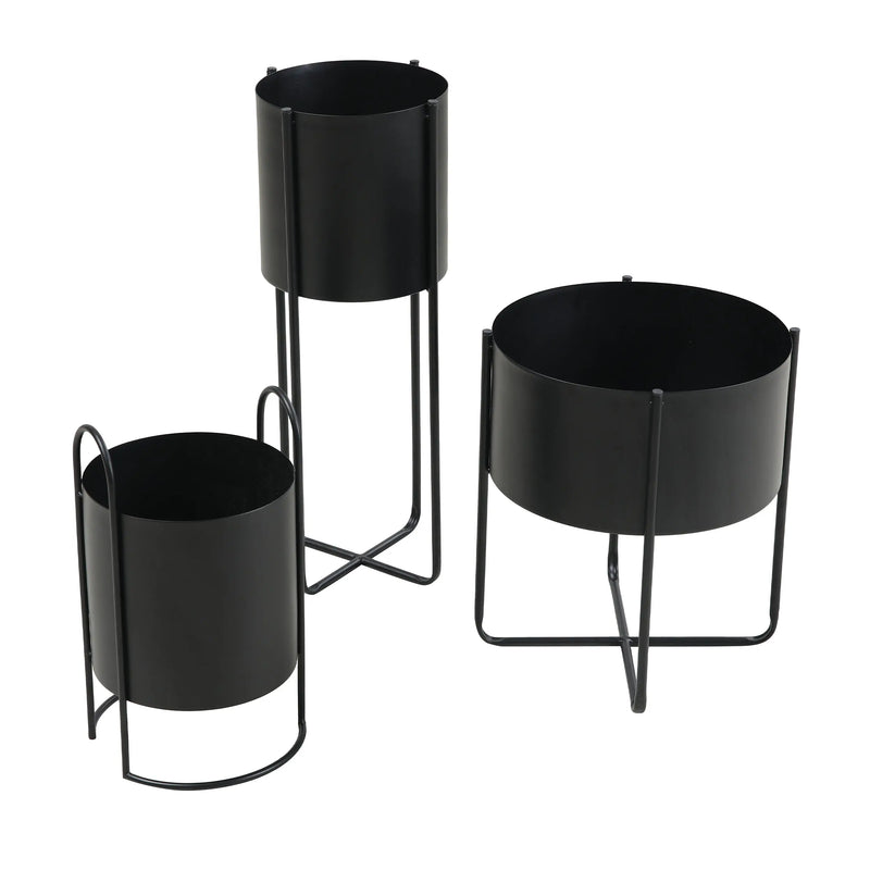 Cargue la imagen en el visor de la galería, Macetero aluminio redondo negro A10105B CasaEaster