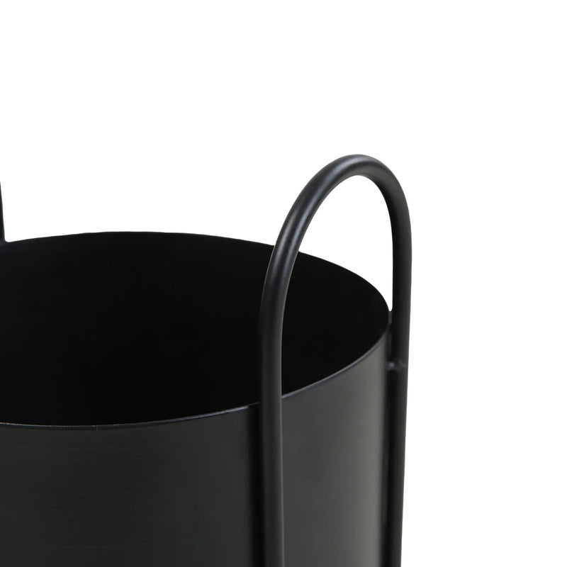 Cargue la imagen en el visor de la galería, Macetero alumino redondo con aza negro A10105C CasaEaster