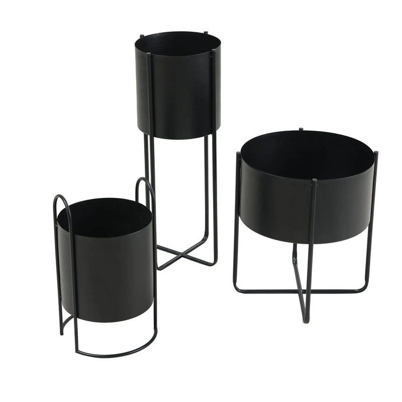 Cargue la imagen en el visor de la galería, Macetero alumino redondo con aza negro A10105C CasaEaster