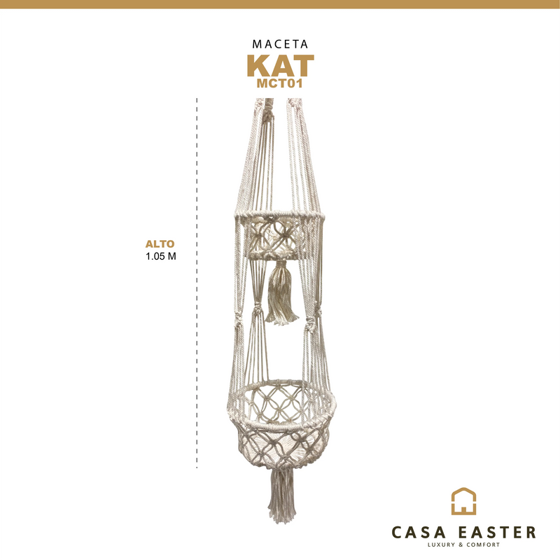 Cargue la imagen en el visor de la galería, Macetero para exterior y interior Colgante Estilo Bohemio Color Natural KAT-MCT01 CasaEaster