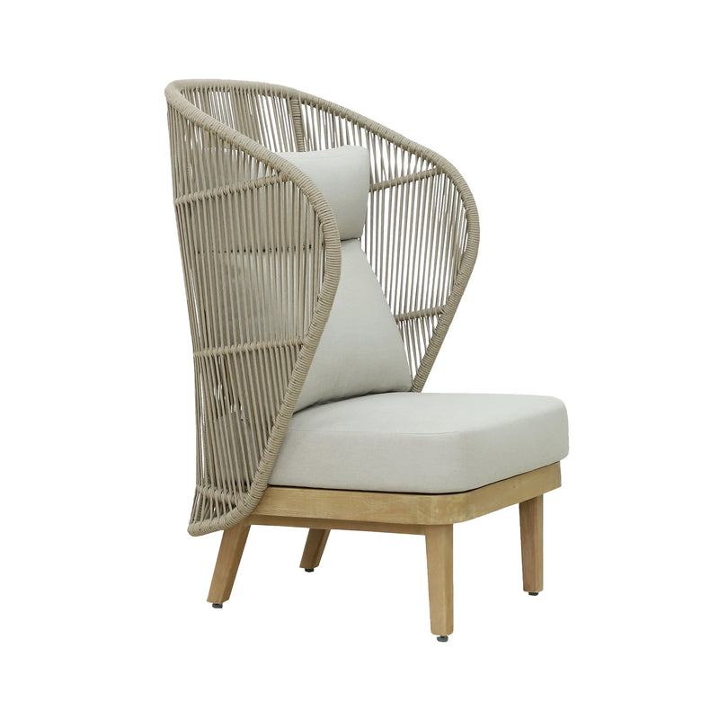 Cargue la imagen en el visor de la galería, Sillón individual de espalda alta de madera Mali - HUC39797