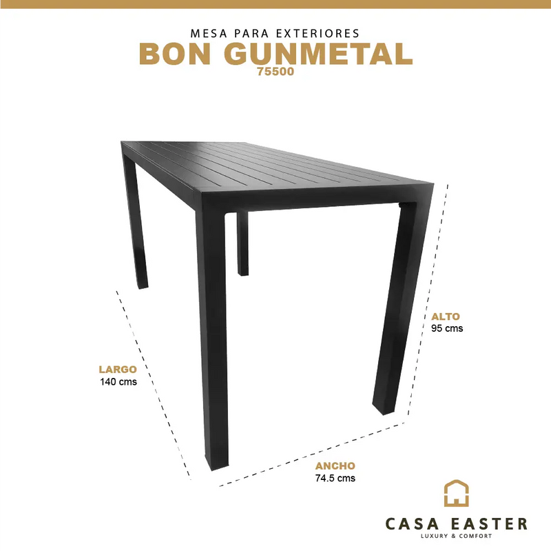 Cargue la imagen en el visor de la galería, Mesa Alta de Barra 1.4 M de Aluminio Color Carbon BON-75500