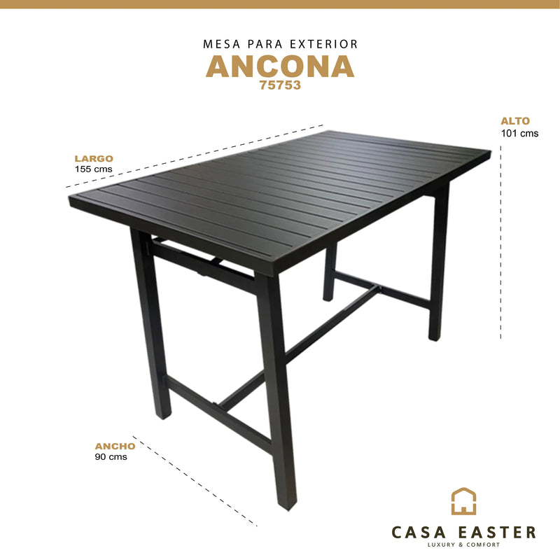 Cargue la imagen en el visor de la galería, Mesa Alta de Barra de Aluminio Color Carbon ANCONA-75753 CasaEaster