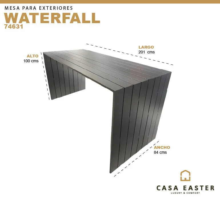 Cargue la imagen en el visor de la galería, Mesa Alta de Barra de Aluminio Color Carbon WATERFALL-74631 CasaEaster