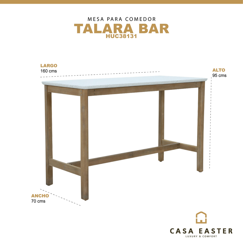 Cargue la imagen en el visor de la galería, Mesa Alta de Barra de Madera Teca TALARA-HUC38131 CasaEaster