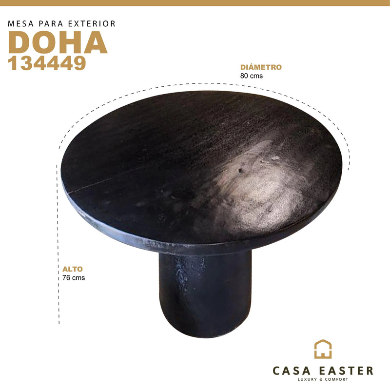 Cargue la imagen en el visor de la galería, Mesa Alta de Barra estilo redonda D.80cms de Madera Teca Color-Negro DOHA 134449