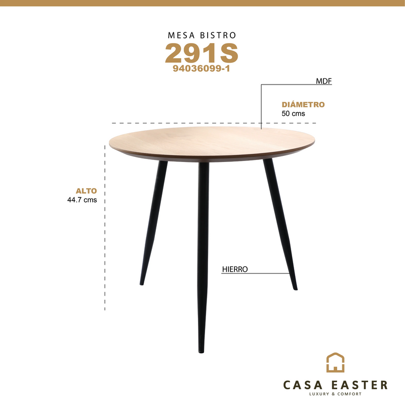 Cargue la imagen en el visor de la galería, Mesa Bistro Circular Color Natural -291S-94036099-1 CasaEaster
