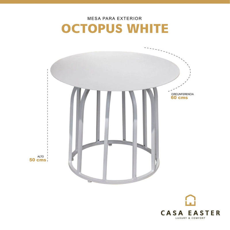 Cargue la imagen en el visor de la galería, Mesa Bistro Circular de Aluminio Color Blanca OCTOPUS-220802 CasaEaster