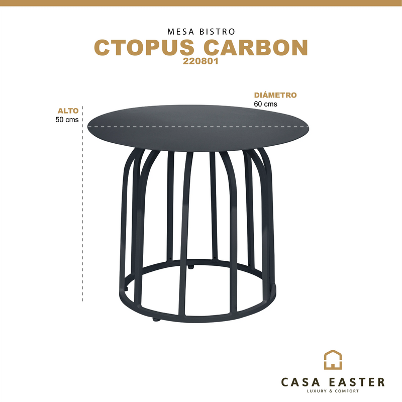 Cargue la imagen en el visor de la galería, Mesa Bistro Circular de Aluminio Color Carbon OCTOPUS -220801 CasaEaster