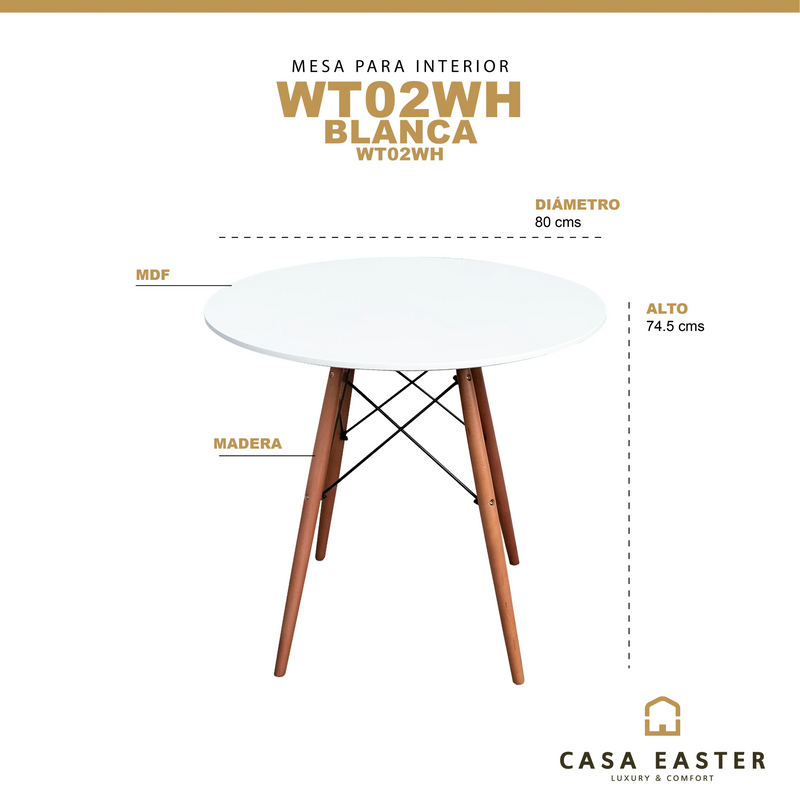 Cargue la imagen en el visor de la galería, Mesa Bistro WT02WH Blanca - WT02WH CasaEaster