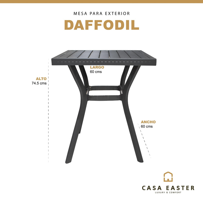 Cargue la imagen en el visor de la galería, Mesa Bistro para Exterior e Interior de Aluminio Color Carbon DAFFODIL 60x60cms -58092