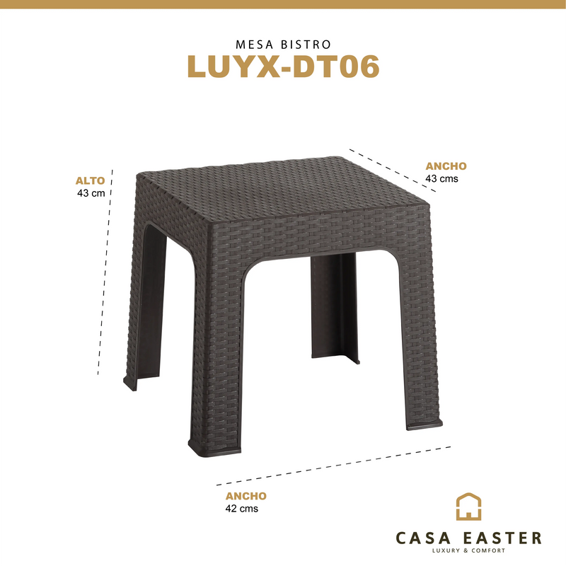 Cargue la imagen en el visor de la galería, Mesa  Bistro para Exterior e Interior de Plástico Color Negro LUX-DT06- LUYXDT06 CasaEaster
