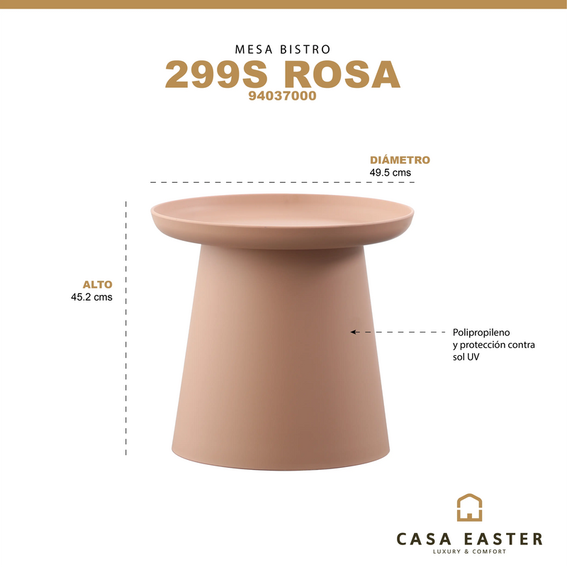 Cargue la imagen en el visor de la galería, Mesa Bistro para Exterior e Interior de Plástico con protector contra sol UV Color Rosa 299S-94037000 CasaEaster