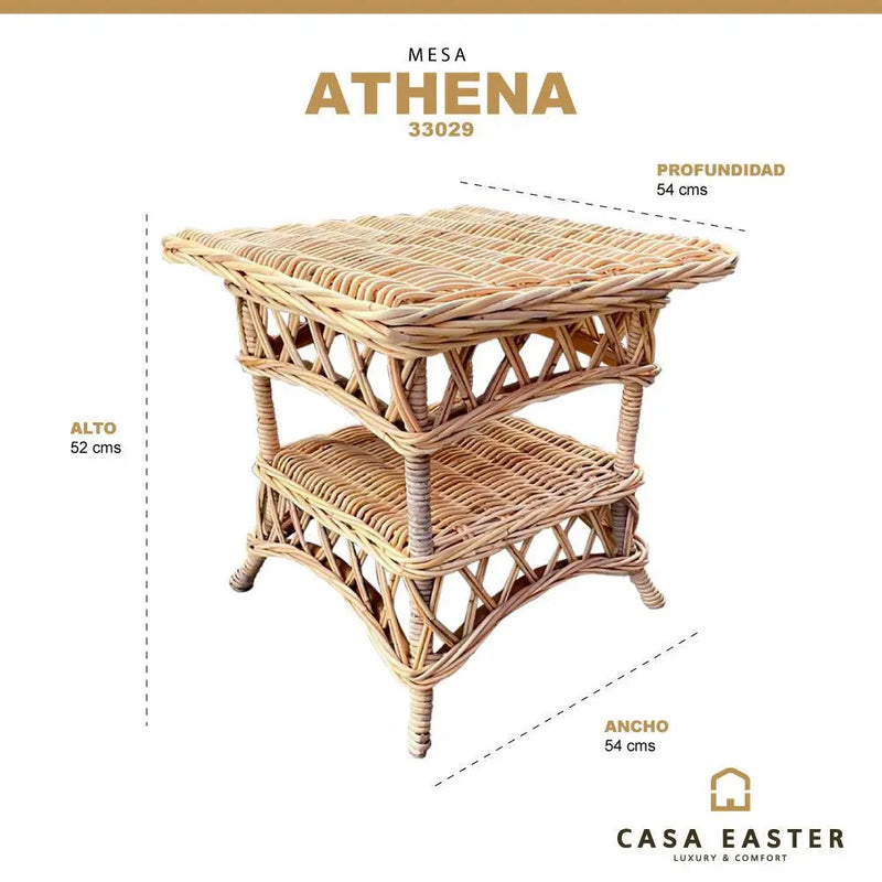 Cargue la imagen en el visor de la galería, Mesa Bistro para Exterior e Interior de Ratan- Color Natural ATHENA 54x54cms -33029