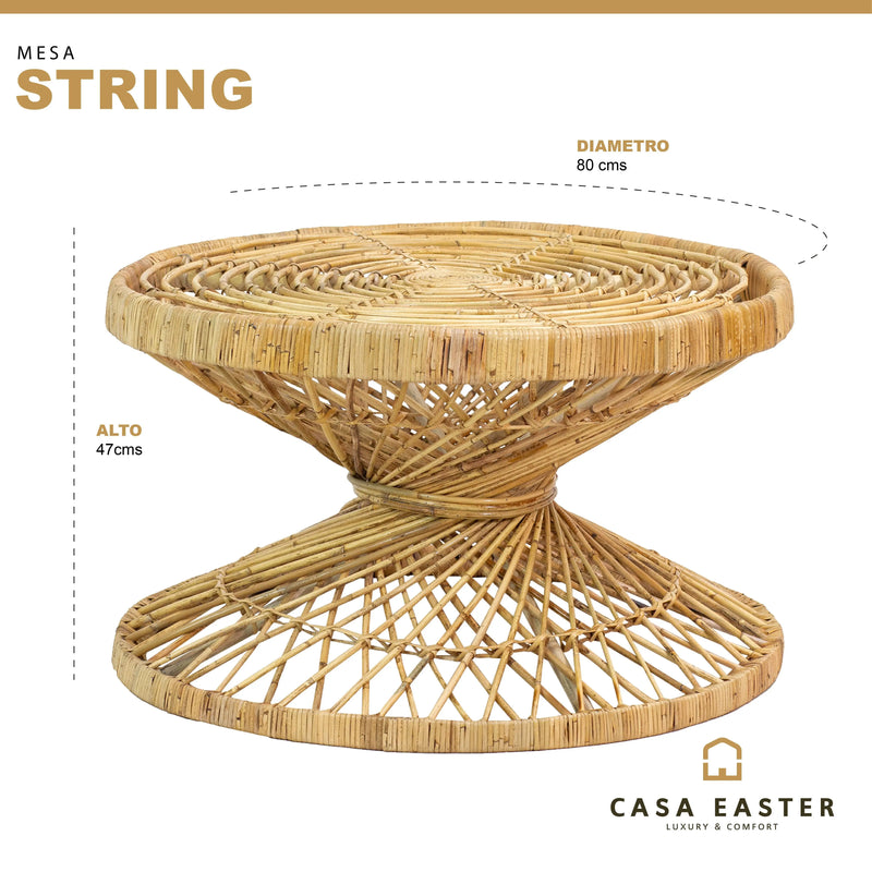 Cargue la imagen en el visor de la galería, Mesa Bistro para Exterior e Interior de Rattan Color Natual STRING-32746 CasaEaster