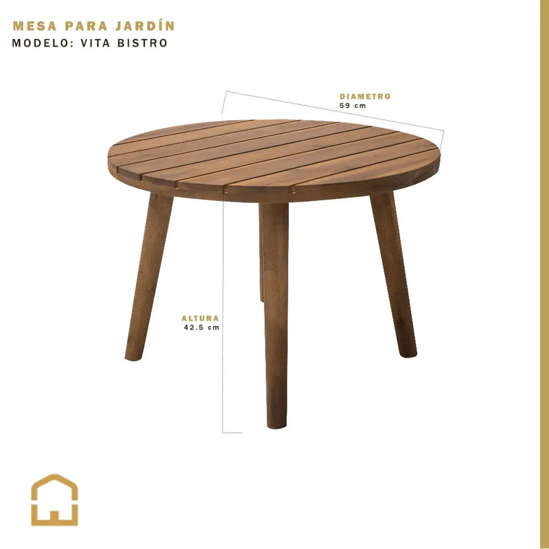 Cargue la imagen en el visor de la galería, Mesa Bistró para Exterior y Interior Circular Madera Acacia VITA D.59cms -Vit