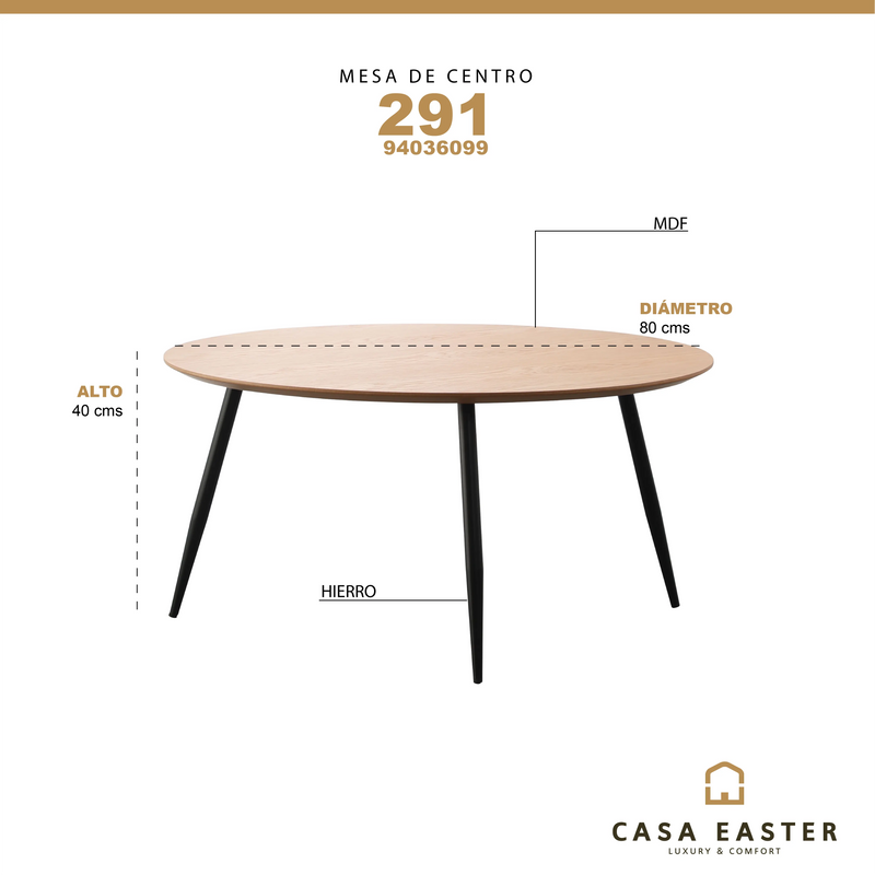 Cargue la imagen en el visor de la galería, Mesa De Centro Circular Color Natural -291-94036099 CasaEaster