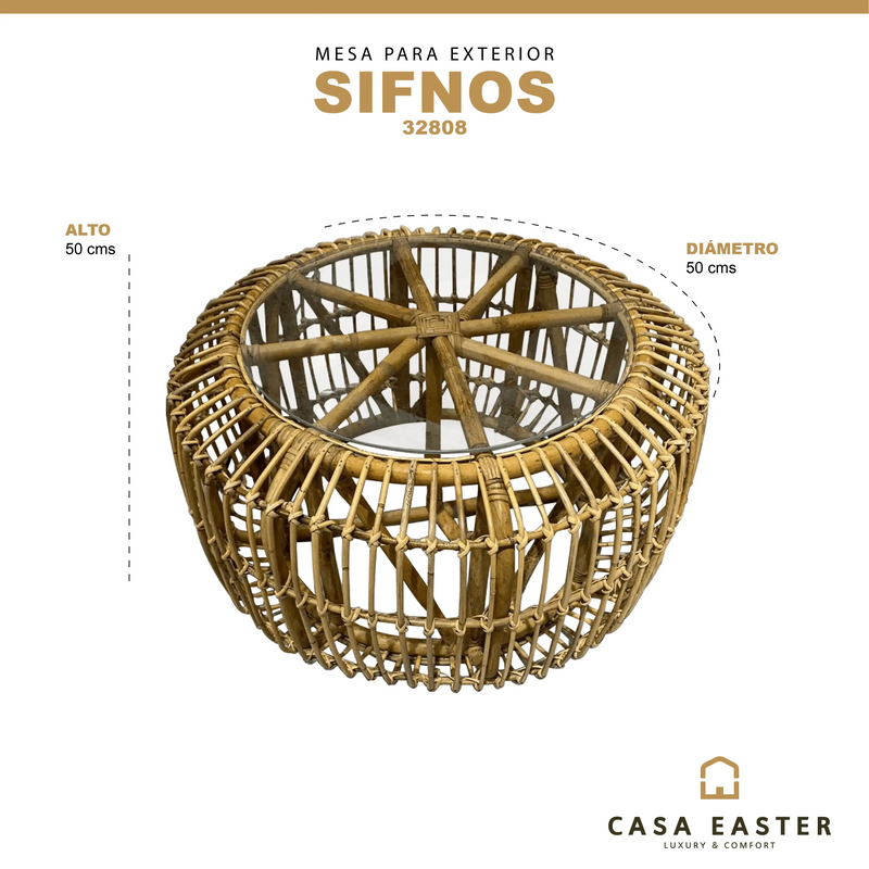 Cargue la imagen en el visor de la galería, Mesa De Centro Circular Color Natural SIFNOS D.50cms - 32808