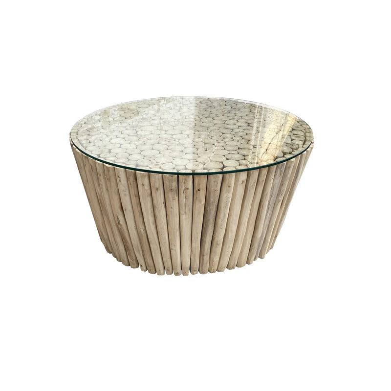 Cargue la imagen en el visor de la galería, Mesa De Centro Circular Color Natural STICK-130561 CasaEaster