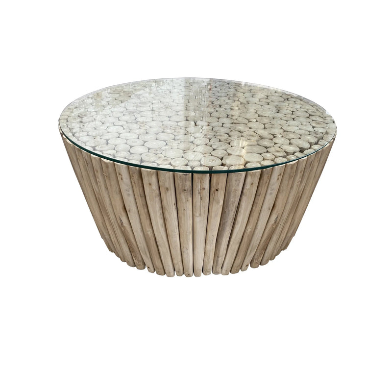 Cargue la imagen en el visor de la galería, Mesa De Centro Circular Color Natural STICK-130561 CasaEaster