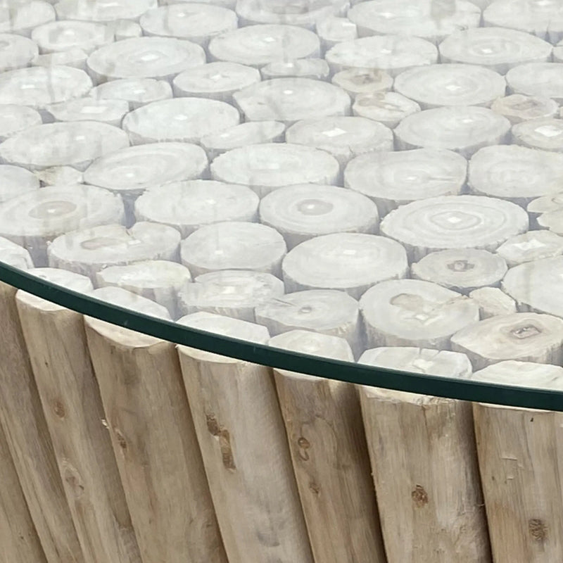 Cargue la imagen en el visor de la galería, Mesa De Centro Circular Color Natural STICK-130561 CasaEaster