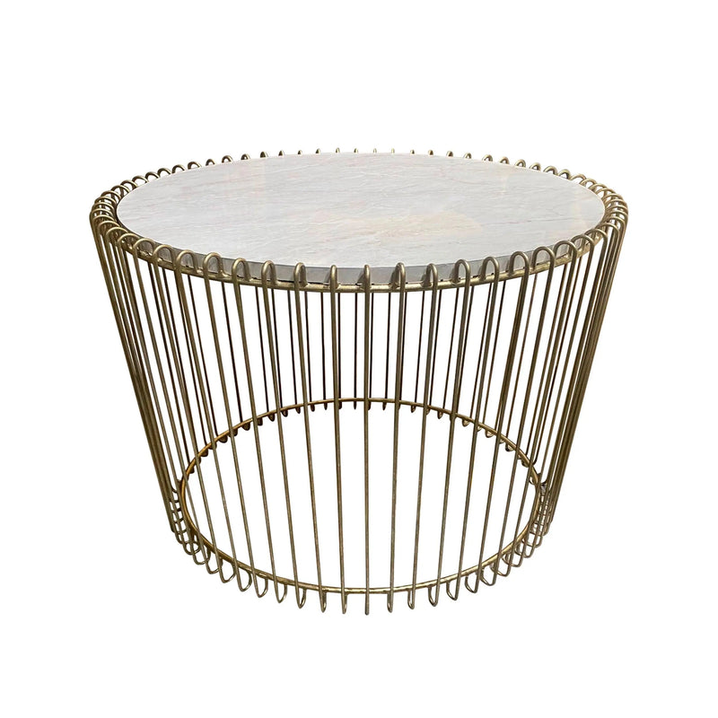 Cargue la imagen en el visor de la galería, Mesa De Centro Circular de Hierro Color Champagne LANCA -124259 CasaEaster